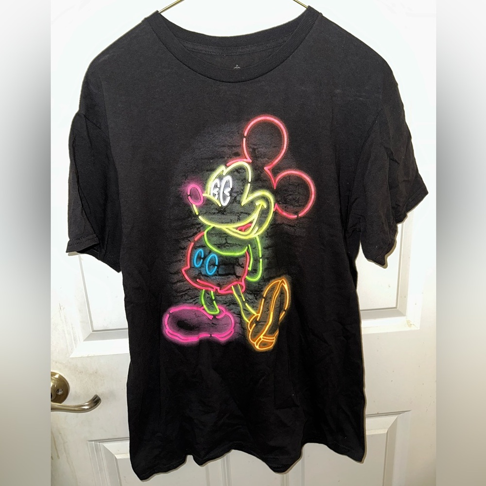 Disney Black Neon Mickey Mouse T-Shirt